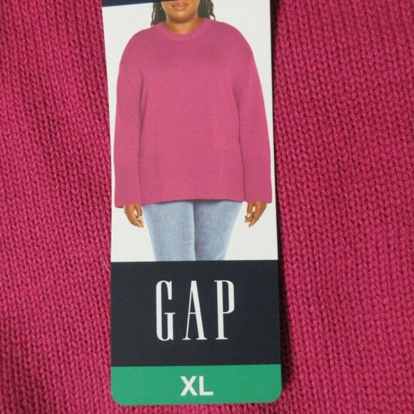 GAP Crew Neck Cotton Sweater Sz XL 16 Fuchsia Pink Shirt Knit Top Side Slits NWT - Picture 8 of 12